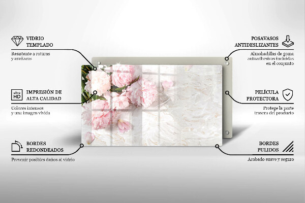 Tocător din sticlă Flori delicate de trandafiri