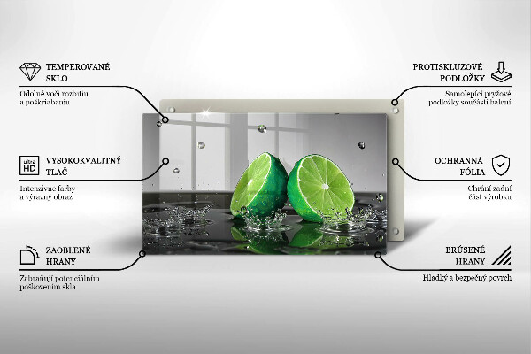 Tocător din sticlă Lime suculente și apă