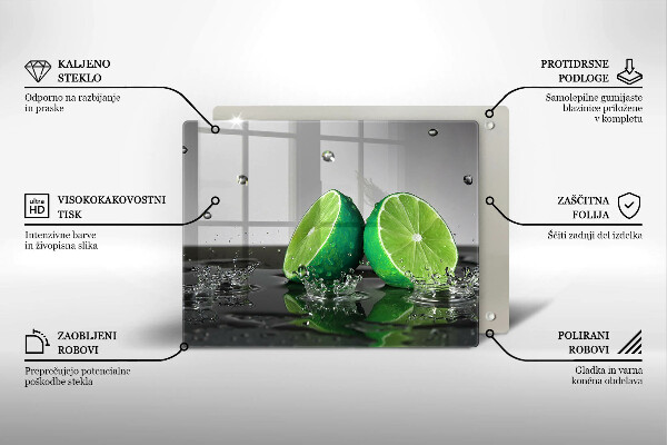 Tocător din sticlă Lime suculente și apă