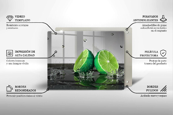 Tocător din sticlă Lime suculente și apă