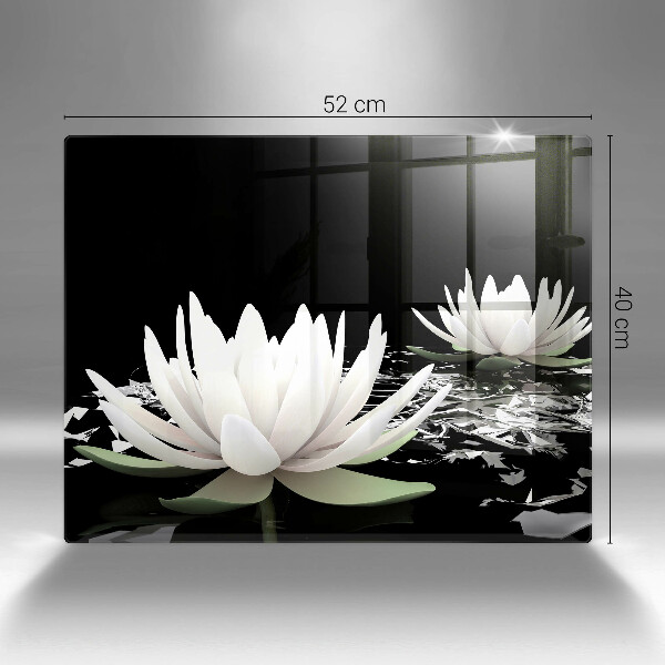 Tocător din sticlă Crini albi pe apă