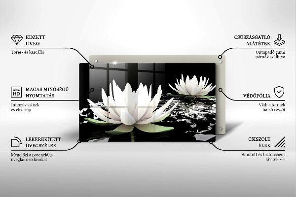 Tocător din sticlă Crini albi pe apă