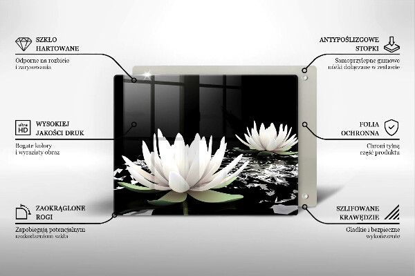 Tocător din sticlă Crini albi pe apă