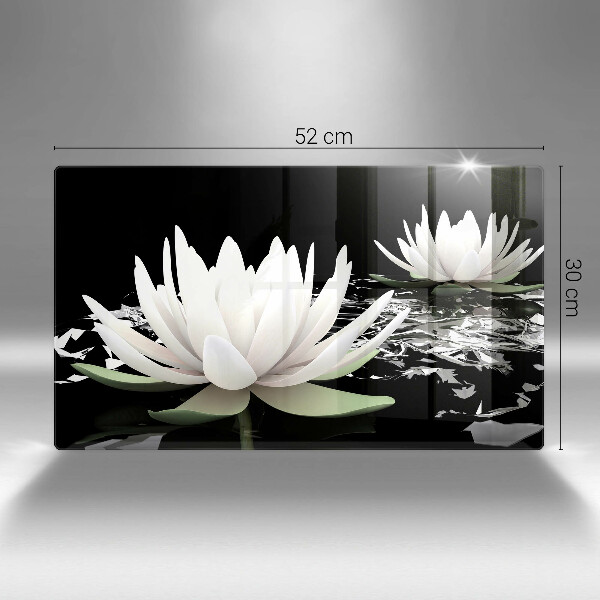 Tocător din sticlă Crini albi pe apă