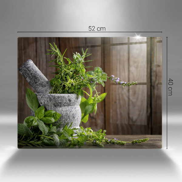 Tocător din sticlă Plantează ierburi și lemn