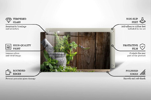 Tocător din sticlă Plantează ierburi și lemn