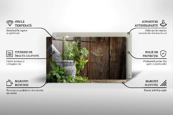 Tocător din sticlă Plantează ierburi și lemn