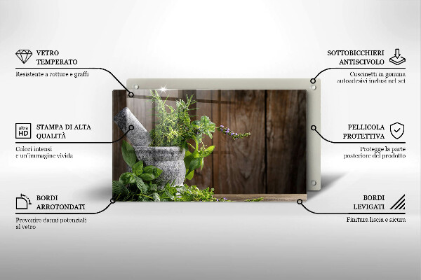 Tocător din sticlă Plantează ierburi și lemn