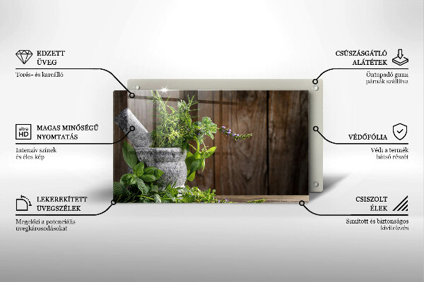 Tocător din sticlă Plantează ierburi și lemn