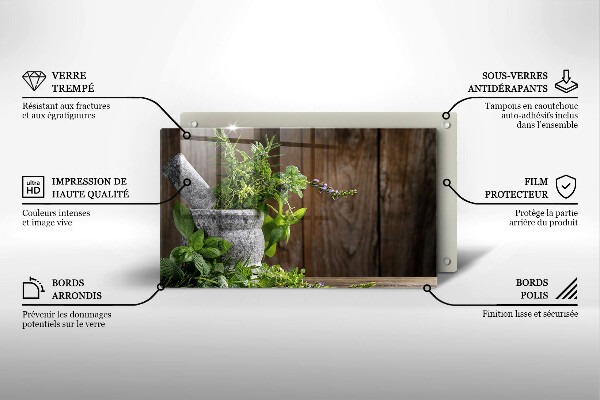 Tocător din sticlă Plantează ierburi și lemn