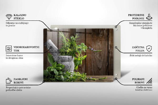 Tocător din sticlă Plantează ierburi și lemn