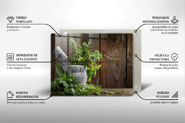 Tocător din sticlă Plantează ierburi și lemn