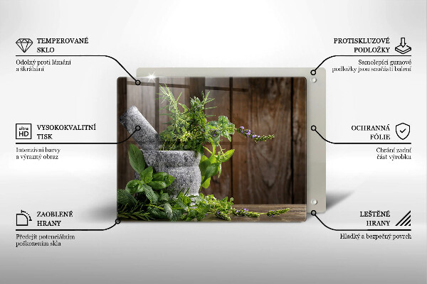 Tocător din sticlă Plantează ierburi și lemn