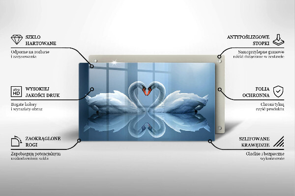 Tocător din sticlă Două inimi de lebădă