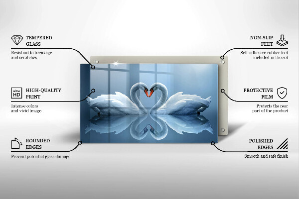 Tocător din sticlă Două inimi de lebădă