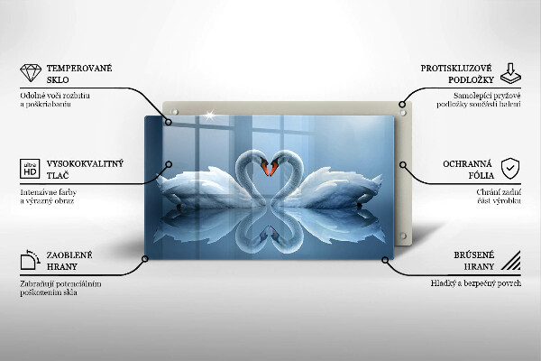 Tocător din sticlă Două inimi de lebădă