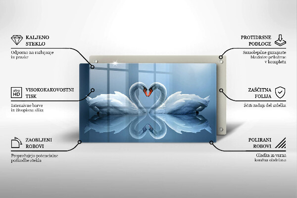 Tocător din sticlă Două inimi de lebădă