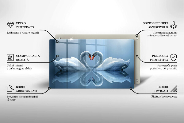 Tocător din sticlă Două inimi de lebădă