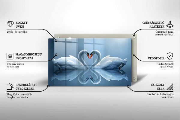 Tocător din sticlă Două inimi de lebădă