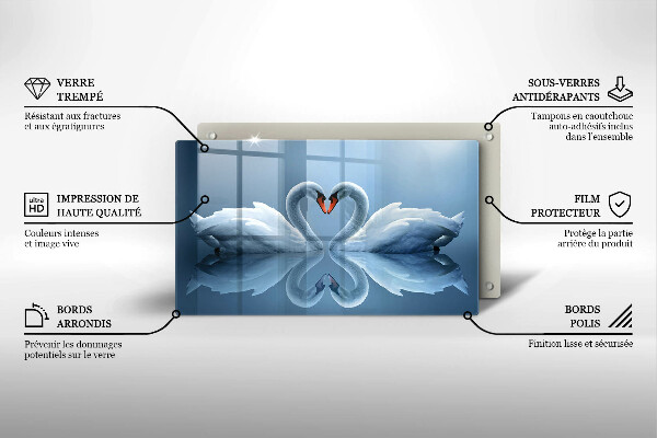 Tocător din sticlă Două inimi de lebădă