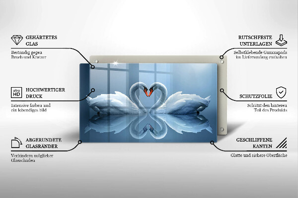 Tocător din sticlă Două inimi de lebădă