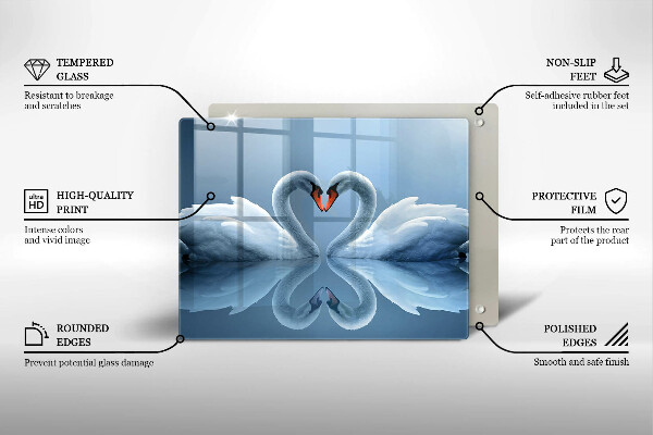 Tocător din sticlă Două inimi de lebădă