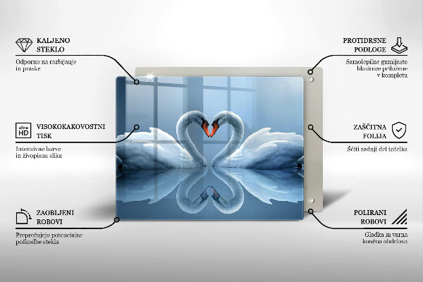 Tocător din sticlă Două inimi de lebădă