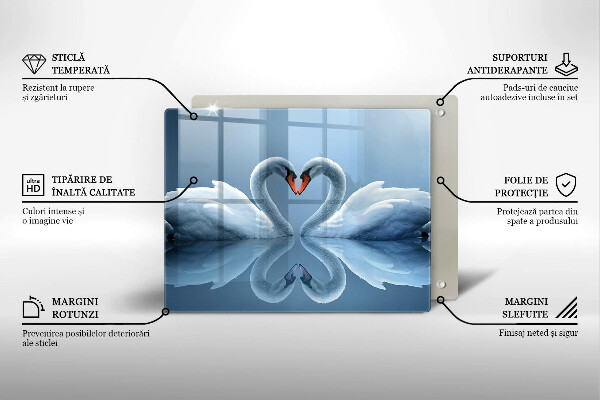 Tocător din sticlă Două inimi de lebădă