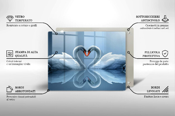 Tocător din sticlă Două inimi de lebădă