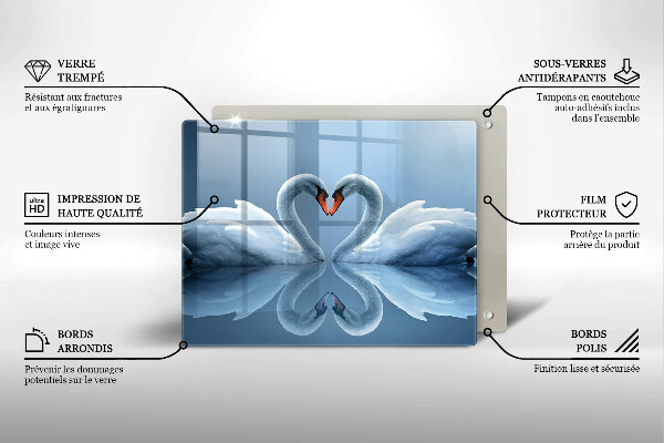 Tocător din sticlă Două inimi de lebădă