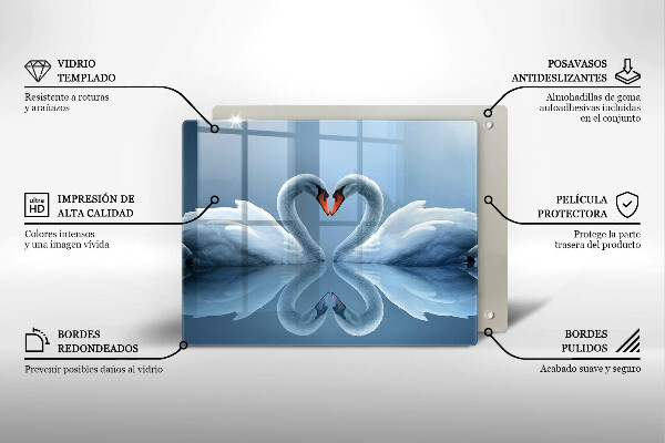 Tocător din sticlă Două inimi de lebădă