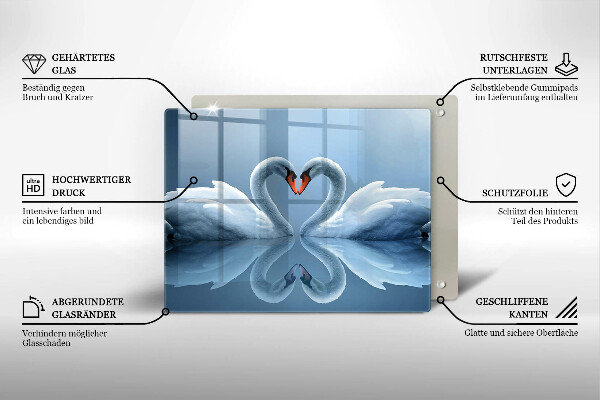 Tocător din sticlă Două inimi de lebădă