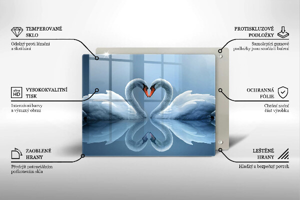 Tocător din sticlă Două inimi de lebădă