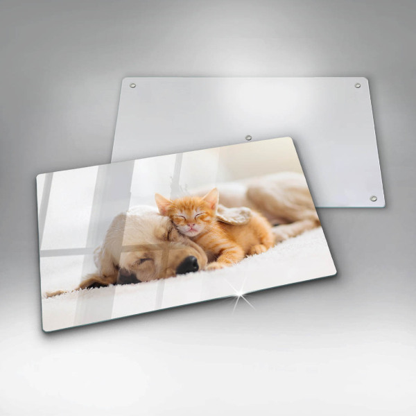 Tocător din sticlă Animale câine și pisică