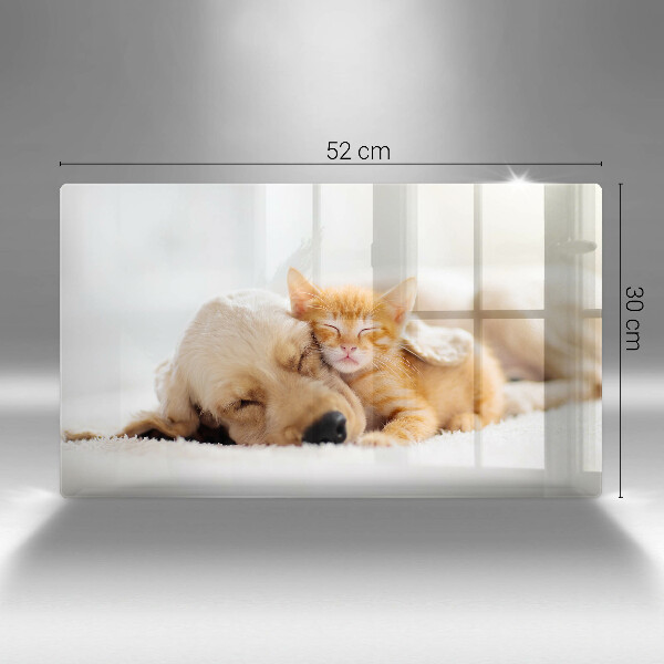 Tocător din sticlă Animale câine și pisică