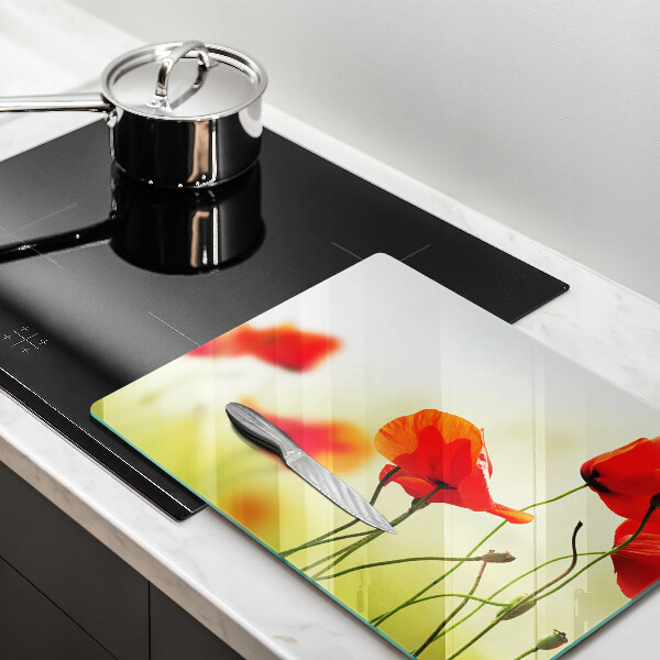 Tocător din sticlă Flori roșii de maci