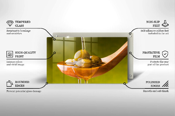 Tocător din sticlă Ulei de măsline și măsline