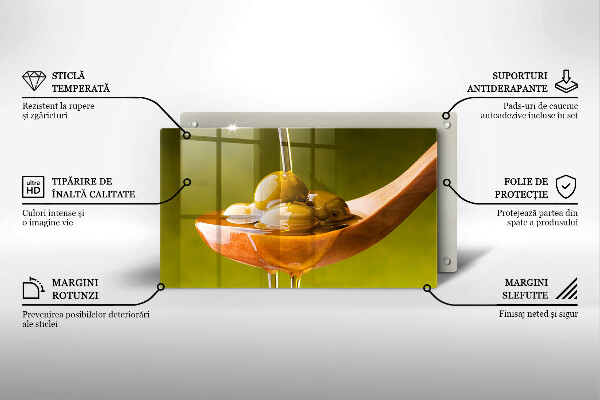 Tocător din sticlă Ulei de măsline și măsline