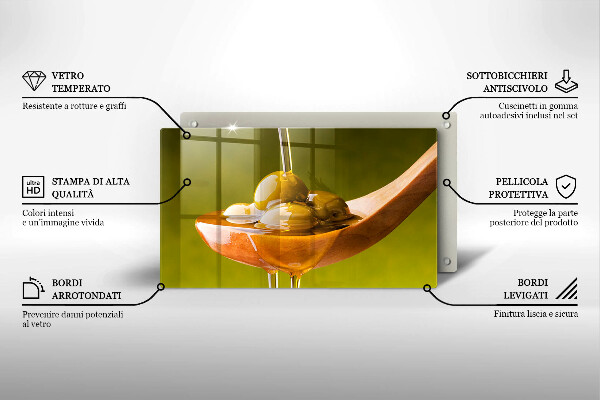 Tocător din sticlă Ulei de măsline și măsline