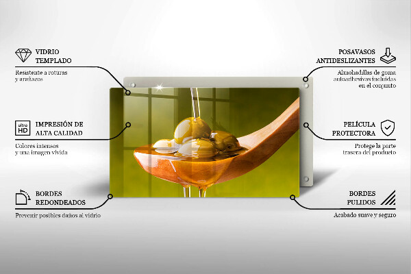 Tocător din sticlă Ulei de măsline și măsline