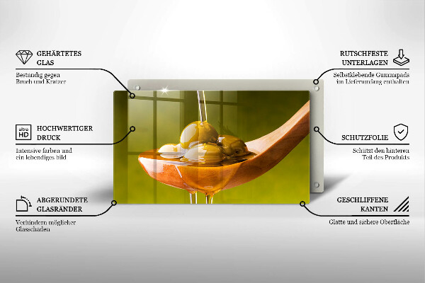 Tocător din sticlă Ulei de măsline și măsline