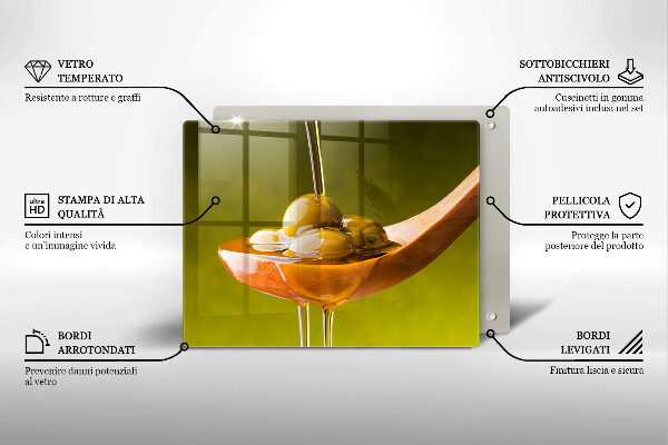 Tocător din sticlă Ulei de măsline și măsline