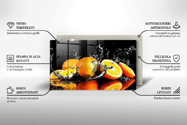 Tocător din sticlă Fructe portocale suculente