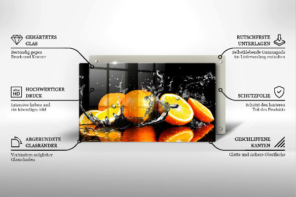 Tocător din sticlă Fructe portocale suculente