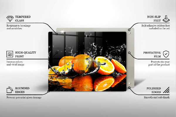 Tocător din sticlă Fructe portocale suculente