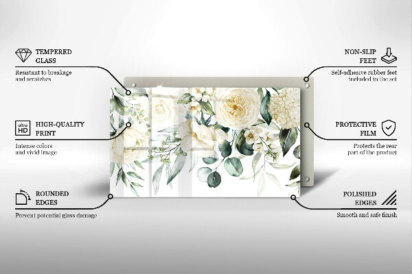 Tocător din sticlă Acuarelă flori