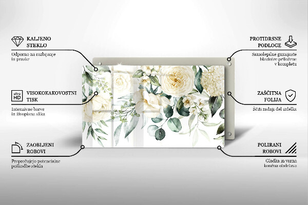 Tocător din sticlă Acuarelă flori