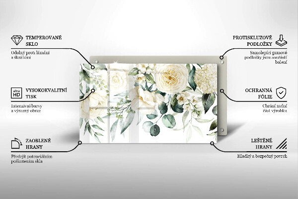 Tocător din sticlă Acuarelă flori