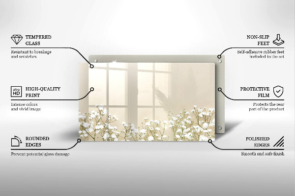 Tocător din sticlă Flori boho din ipsos