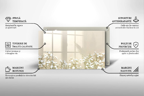 Tocător din sticlă Flori boho din ipsos